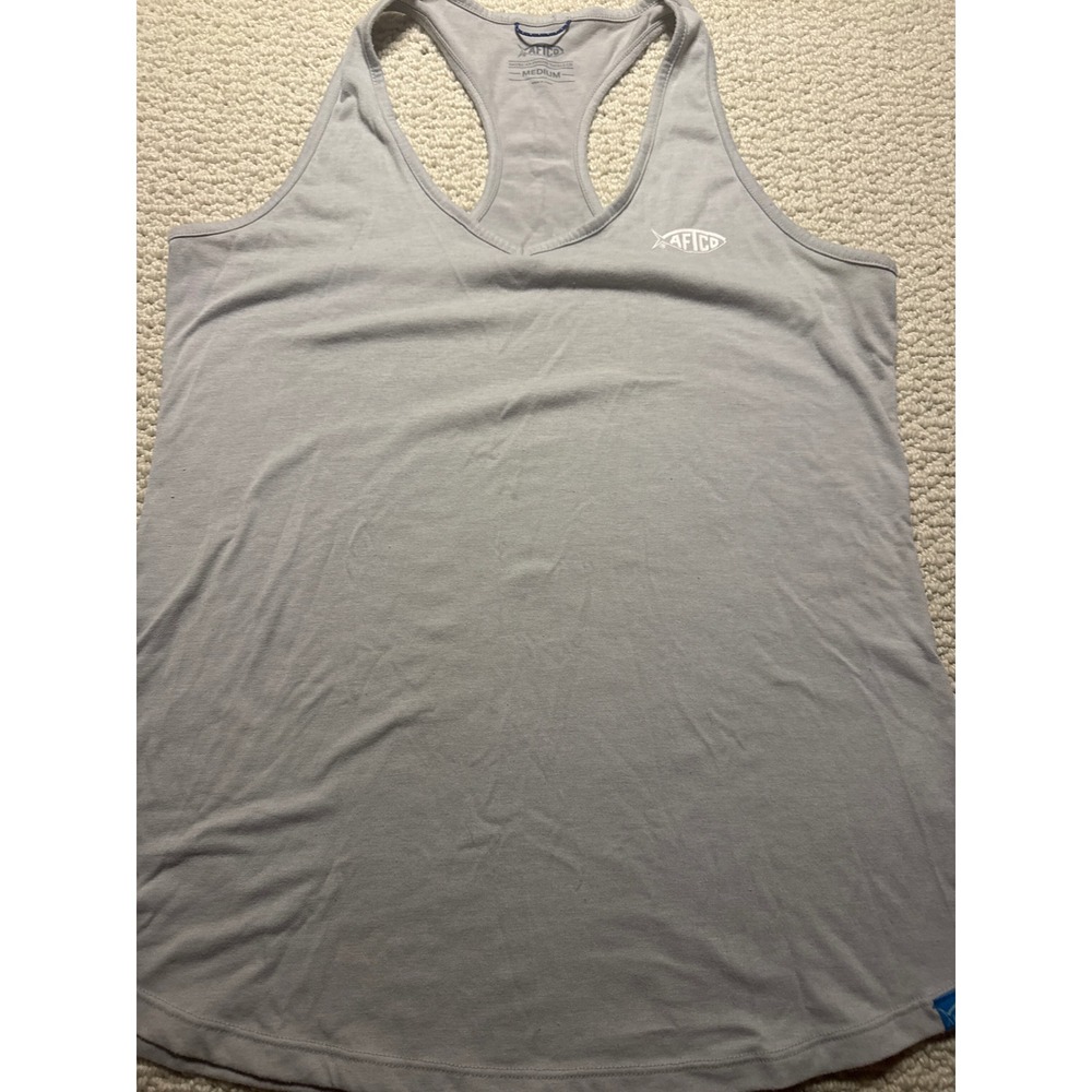 AFTCO American Fishing Tackle Co Women Heather Grey Racerback Tank Top Medium
